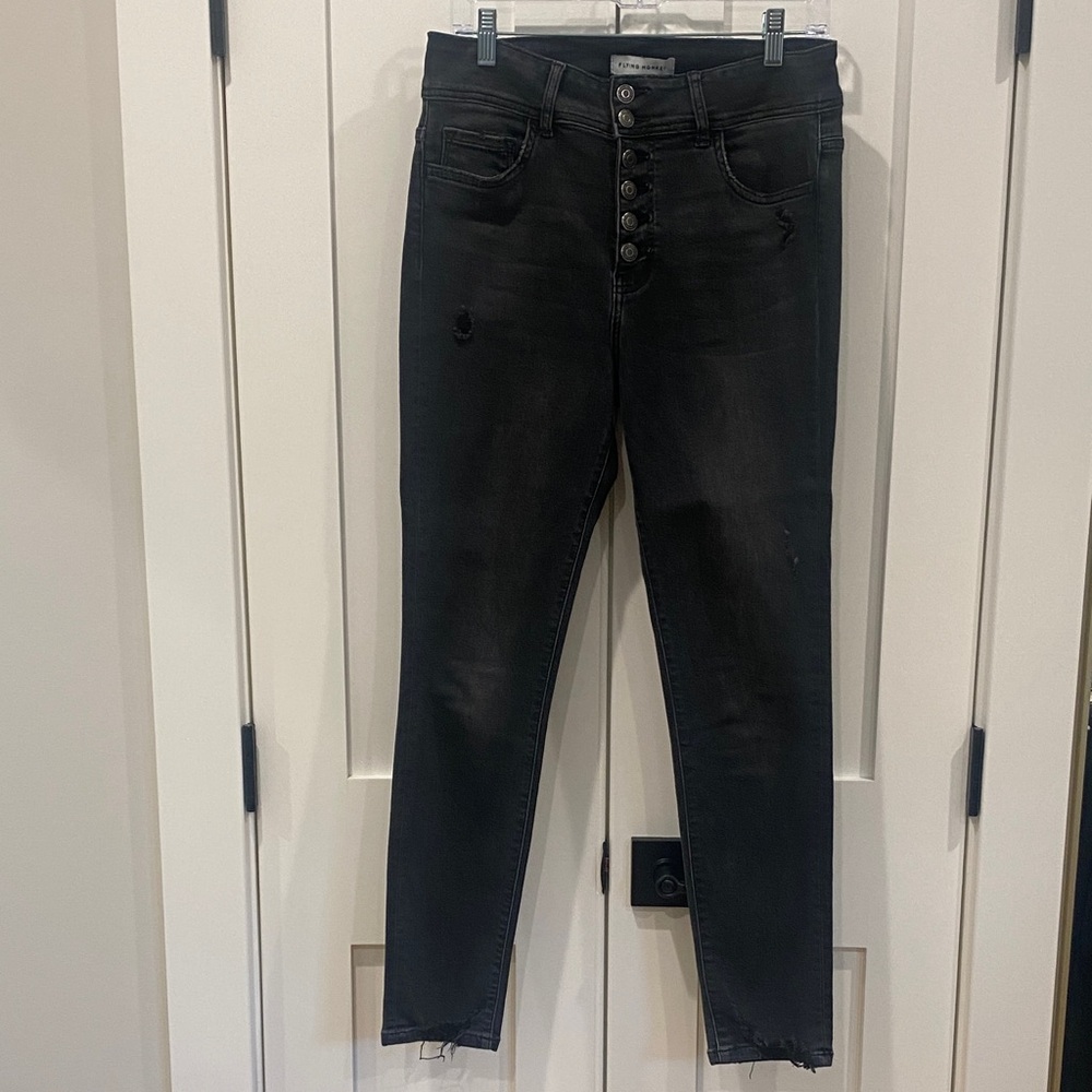 Flying Monkey Distressed Black Women's Jeans
